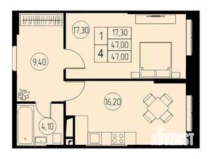 1-к квартира, вторичка, 47м2, 20/23 этаж