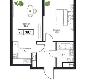 1-к квартира, вторичка, 38м2, 4/17 этаж