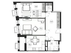 2-к квартира, вторичка, 63м2, 11/21 этаж