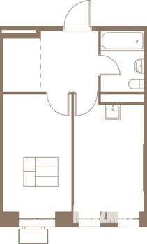 1-к квартира, строящийся дом, 41м2, 22/25 этаж
