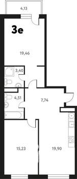 3-к квартира, строящийся дом, 72м2, 10/17 этаж