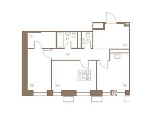 2-к квартира, строящийся дом, 72м2, 2/25 этаж