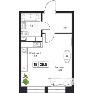 Студия квартира, вторичка, 30м2, 4/17 этаж