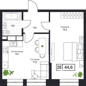 1-к квартира, вторичка, 45м2, 2/13 этаж