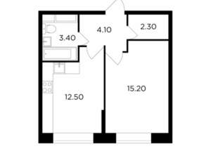 1-к квартира, строящийся дом, 38м2, 13/15 этаж