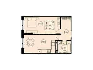 1-к квартира, вторичка, 45м2, 17/28 этаж