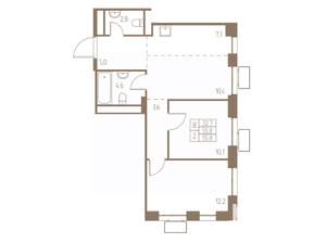 3-к квартира, строящийся дом, 56м2, 18/25 этаж