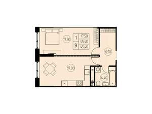 1-к квартира, строящийся дом, 45м2, 14/28 этаж