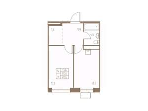 1-к квартира, строящийся дом, 41м2, 21/25 этаж