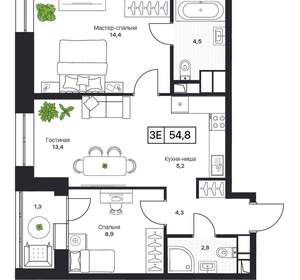 2-к квартира, вторичка, 55м2, 9/17 этаж