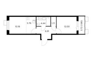 2-к квартира, строящийся дом, 43м2, 13/15 этаж