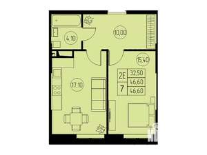 2-к квартира, строящийся дом, 47м2, 6/23 этаж
