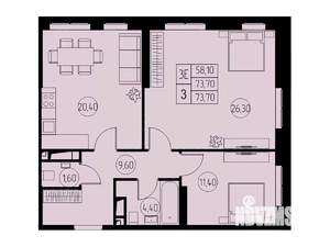 3-к квартира, строящийся дом, 74м2, 10/23 этаж