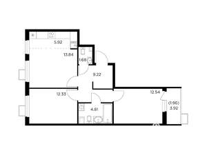 3-к квартира, строящийся дом, 62м2, 5/14 этаж