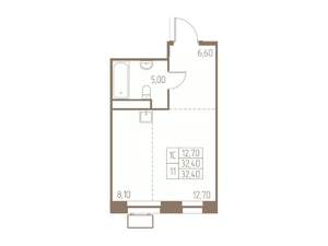 Студия квартира, строящийся дом, 32м2, 10/25 этаж