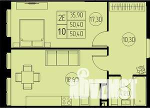 2-к квартира, вторичка, 50м2, 22/23 этаж