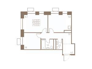2-к квартира, строящийся дом, 57м2, 21/25 этаж
