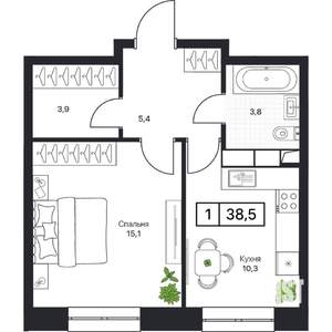 1-к квартира, вторичка, 39м2, 2/17 этаж