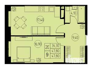2-к квартира, вторичка, 48м2, 20/23 этаж