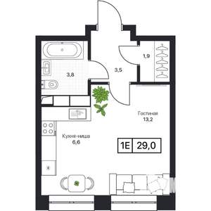 Студия квартира, вторичка, 29м2, 11/17 этаж