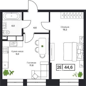 1-к квартира, вторичка, 45м2, 10/13 этаж