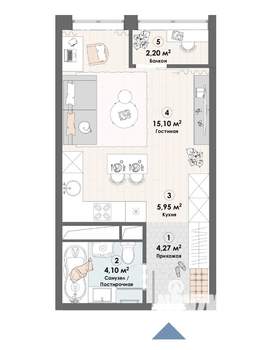 Студия квартира, строящийся дом, 32м2, 12/23 этаж