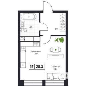 Студия квартира, вторичка, 28м2, 9/17 этаж