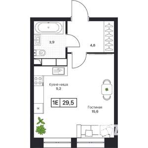 Студия квартира, вторичка, 30м2, 6/17 этаж