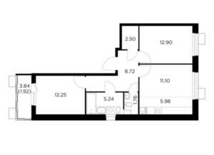 3-к квартира, строящийся дом, 62м2, 3/15 этаж