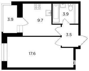 1-к квартира, вторичка, 36м2, 14/16 этаж