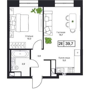 1-к квартира, вторичка, 40м2, 8/17 этаж