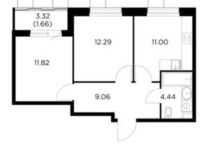 2-к квартира, строящийся дом, 50м2, 8/15 этаж