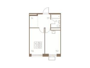 1-к квартира, строящийся дом, 41м2, 22/25 этаж