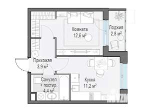 1-к квартира, строящийся дом, 34м2, 10/15 этаж