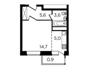 1-к квартира, строящийся дом, 31м2, 9/13 этаж