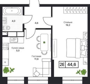 1-к квартира, вторичка, 45м2, 5/17 этаж