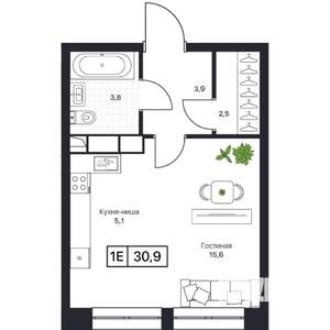 Студия квартира, вторичка, 31м2, 9/17 этаж