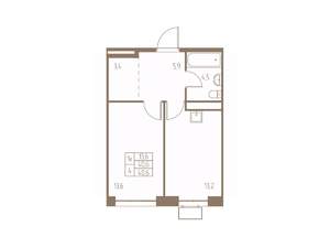 1-к квартира, строящийся дом, 41м2, 24/25 этаж