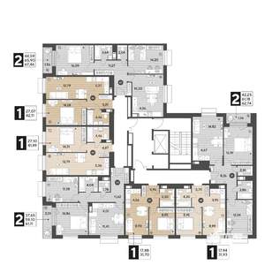 2-к квартира, вторичка, 63м2, 6/9 этаж