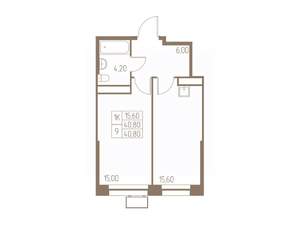 1-к квартира, вторичка, 41м2, 8/25 этаж